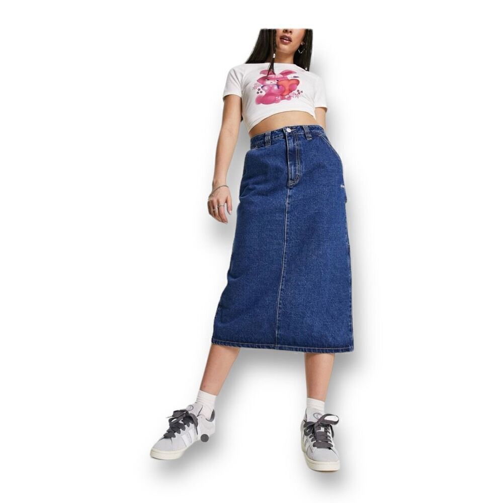 Obey Juniper Midi Denim Skirt Size 28